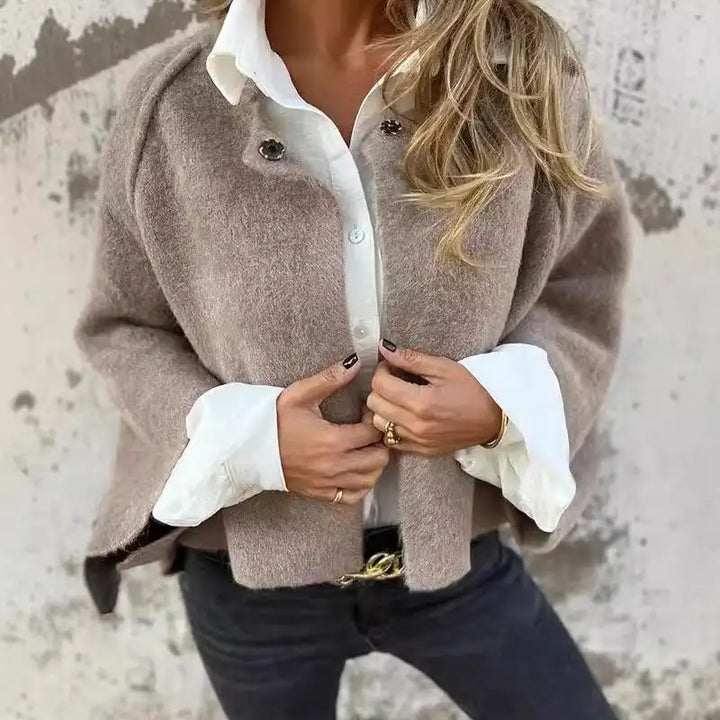 Amalia - Cardigan en Laine à Manches Longues et Col Rond