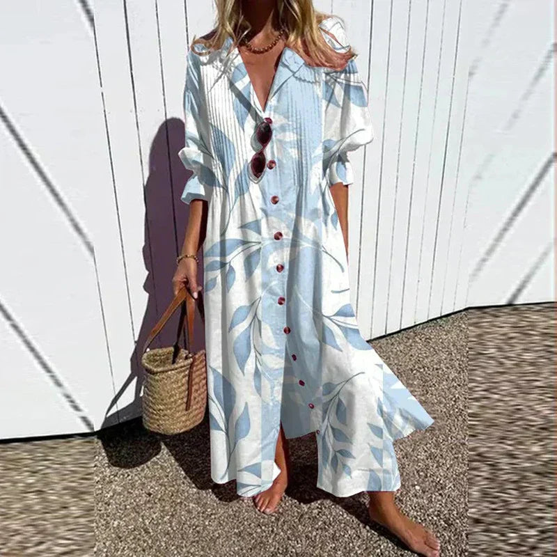 Cassidy - Robe Maxi à Manches Bouffantes Bohème