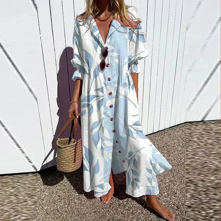 Cassidy - Robe Maxi à Manches Bouffantes Bohème