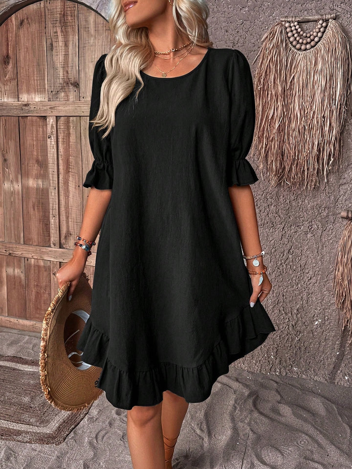 Isolde - Robe Midi à Manches Mi-Longues au Charme Rétro