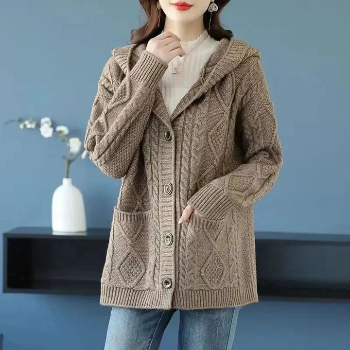 Lina™ - Cardigan Élégant à Motif Côtelé en Diamant
