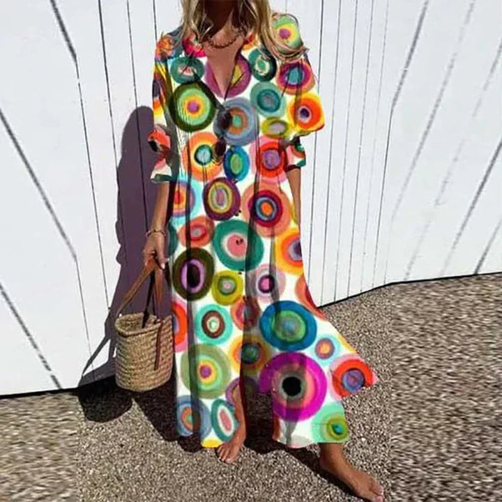 Cassidy - Robe Maxi à Manches Bouffantes Bohème