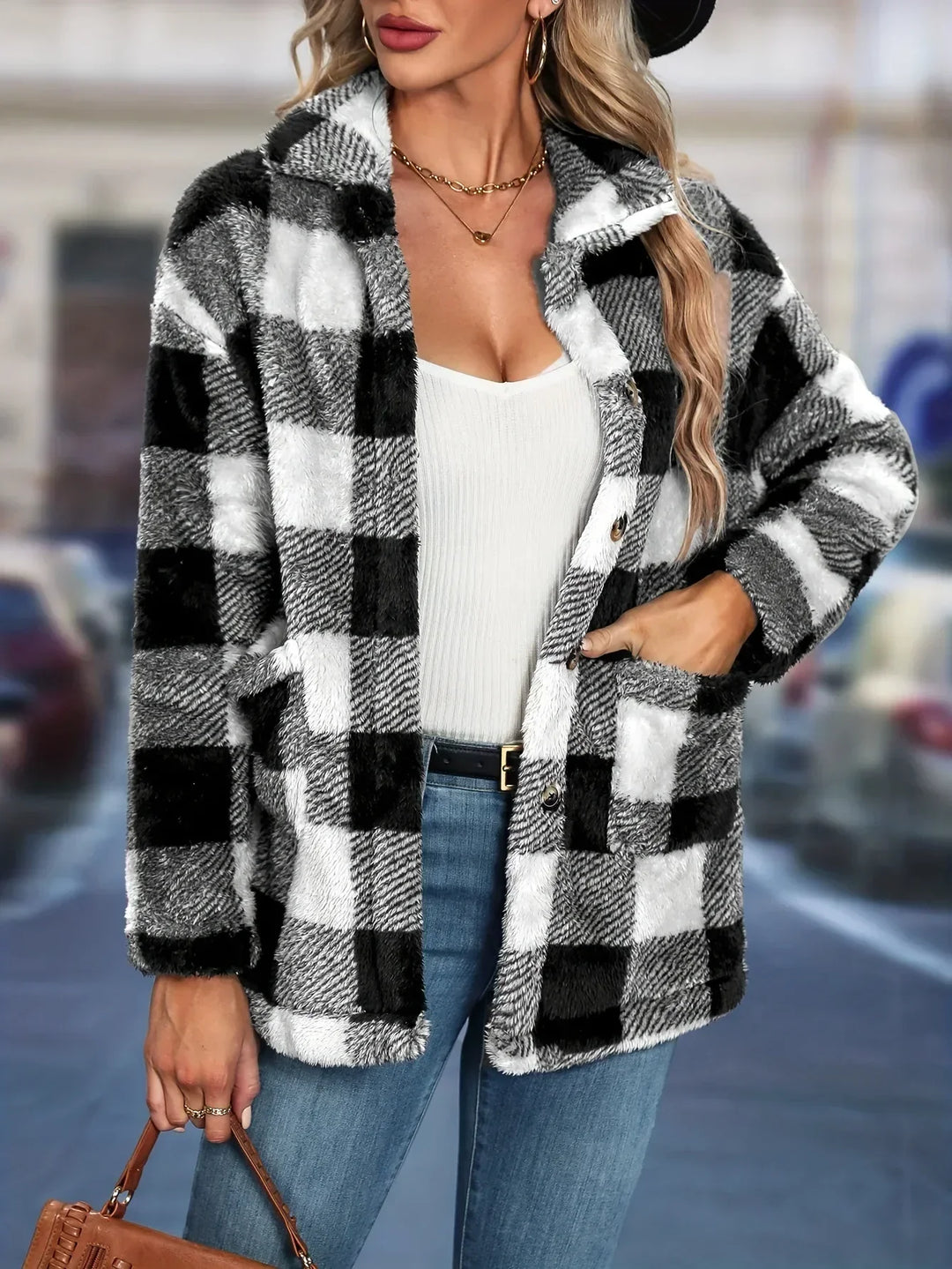 Carla | Veste à carreaux décontractée