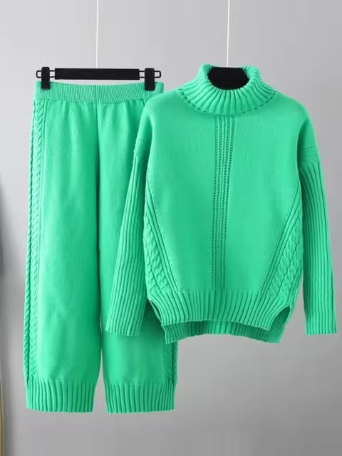 Scarlett™ - Ensemble élégant avec pull à col haut et pantalon ample