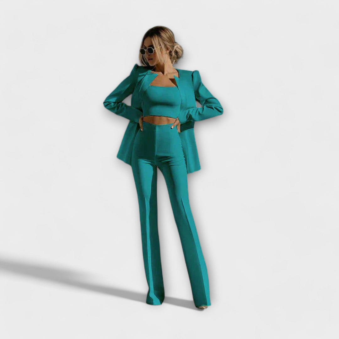Ensemble Élégant 3 Pièces (Blazer, Haut, Pantalon)