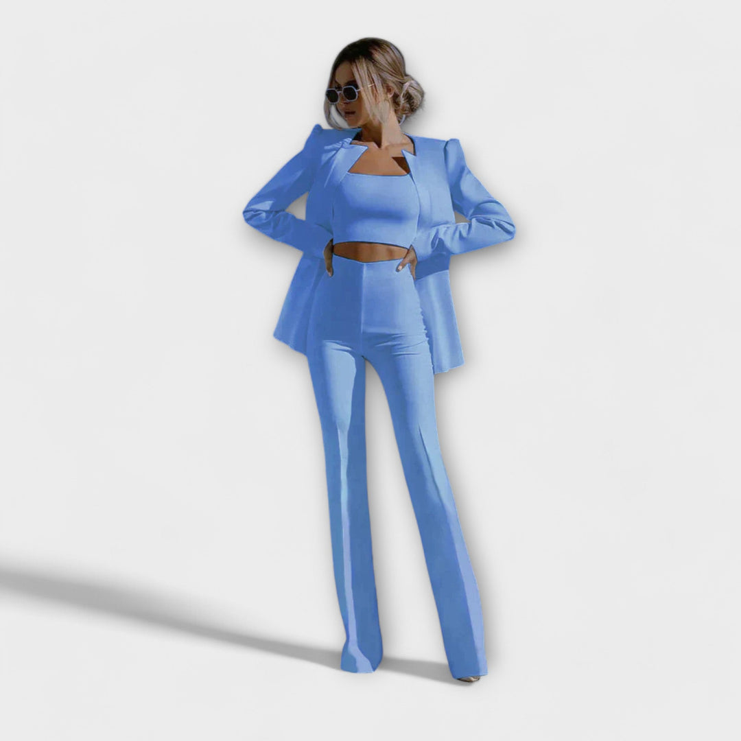Ensemble Élégant 3 Pièces (Blazer, Haut, Pantalon)