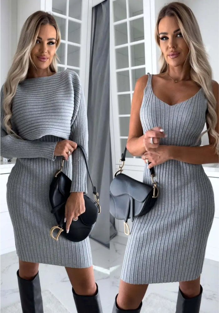 Scarlett™ - Élégant Ensemble Deux Pièces (Robe et Pull)