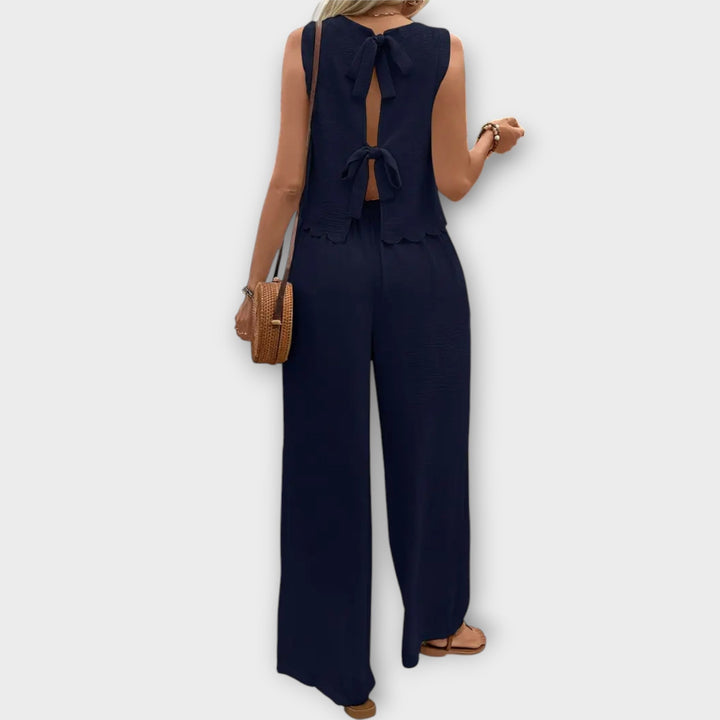 Gilet avec Bordure en Pétales & Pantalon Long