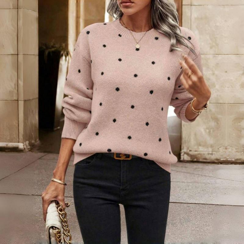 Pull ras du cou en maille à pois Nicole