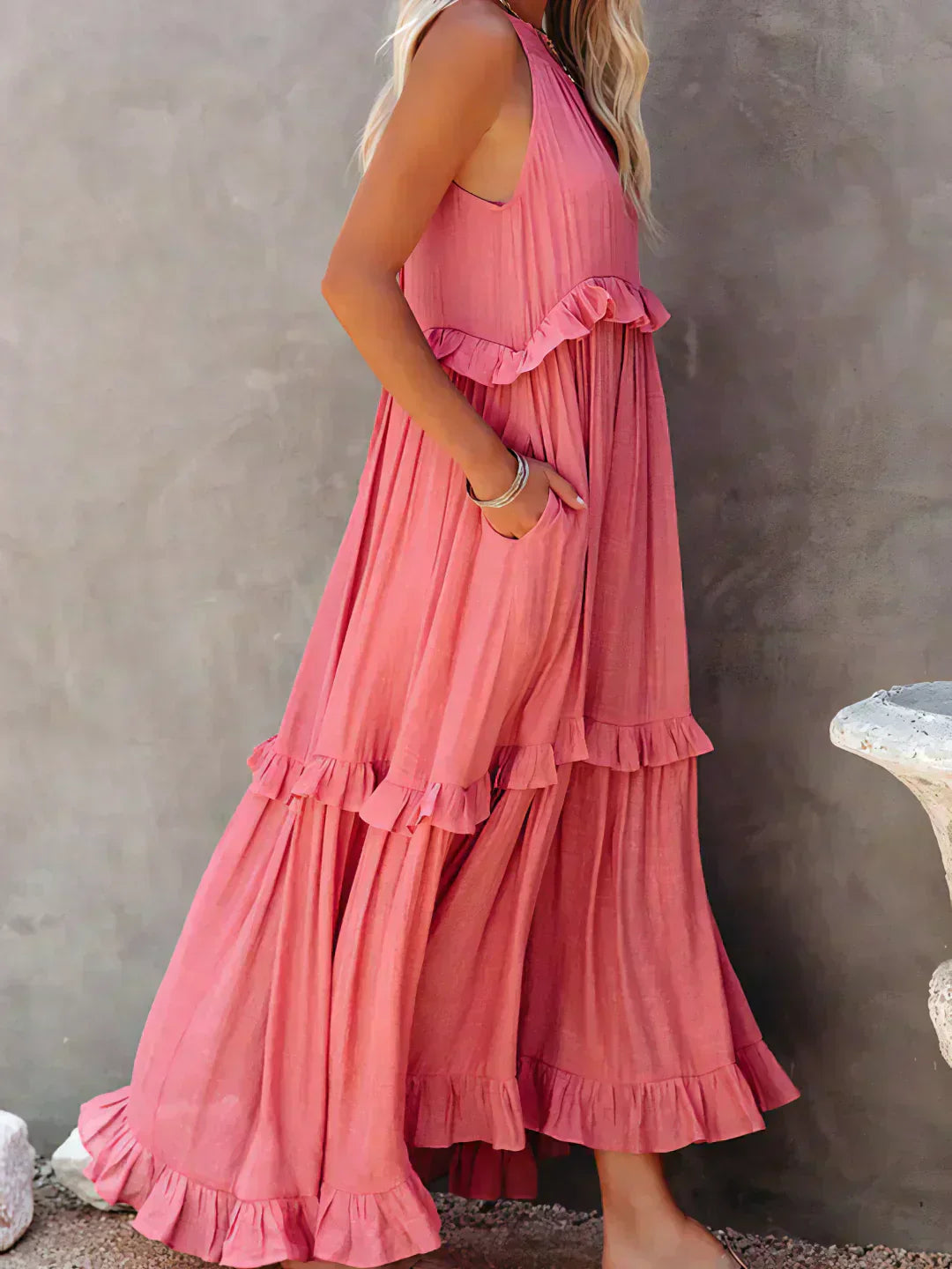 Landry - Robe sans manches avec volants chics