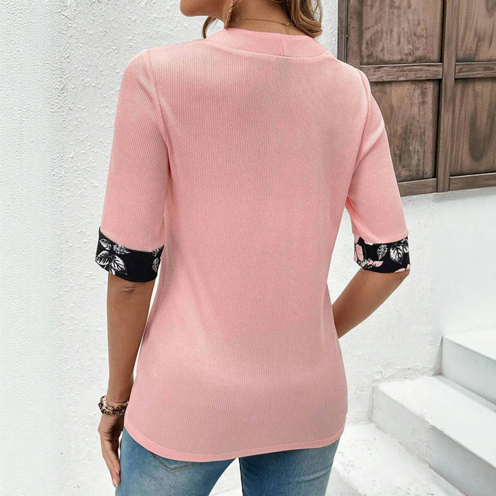 Blouse Élégante À Patchwork Floral