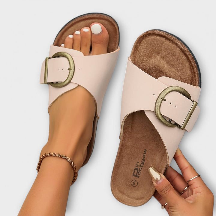 Sandales en liège pour femmes avec fermeture à boucle