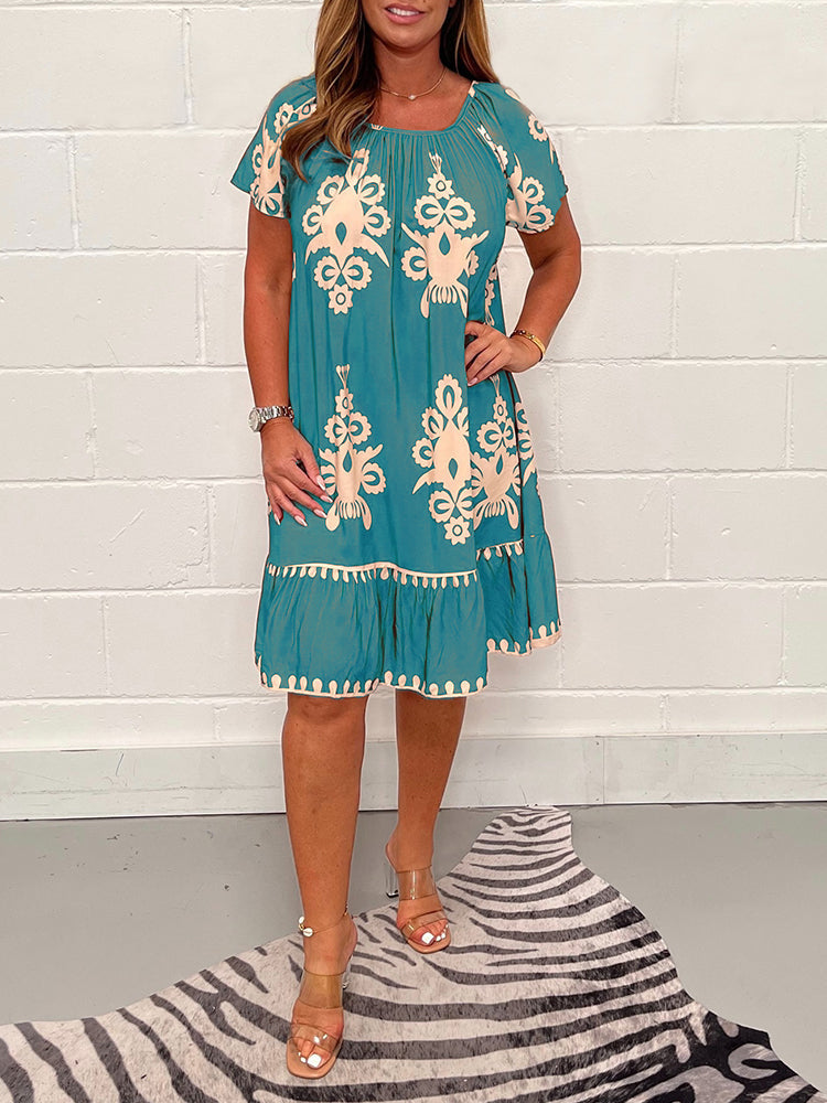 Freya™ - Robe Vintage en Coton Imprimé