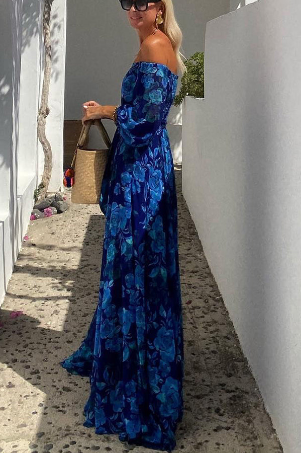 Calista | Robe Maxi Fleurie à Épaules Dégagées