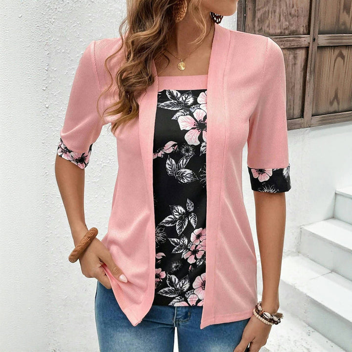 Blouse Élégante À Patchwork Floral
