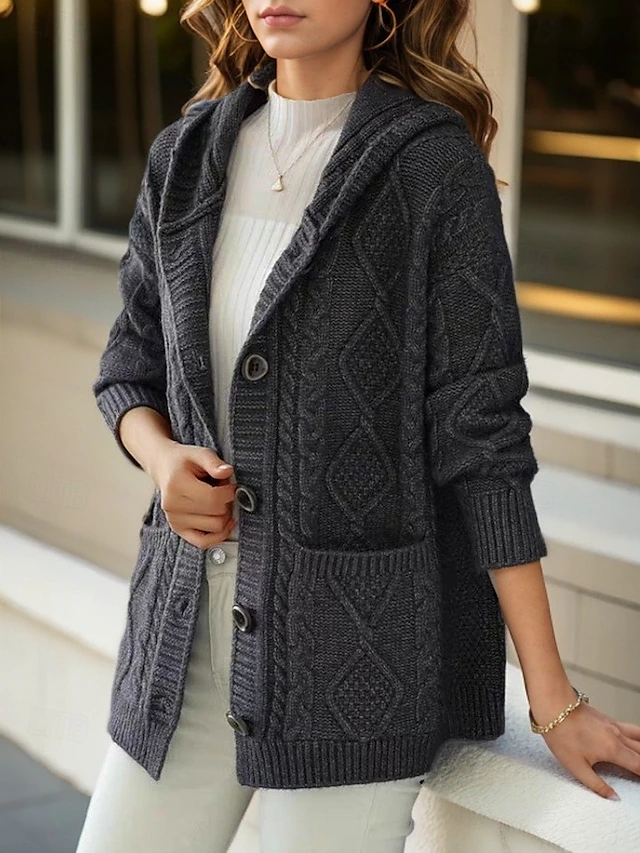 Lina™ - Cardigan Élégant à Motif Côtelé en Diamant
