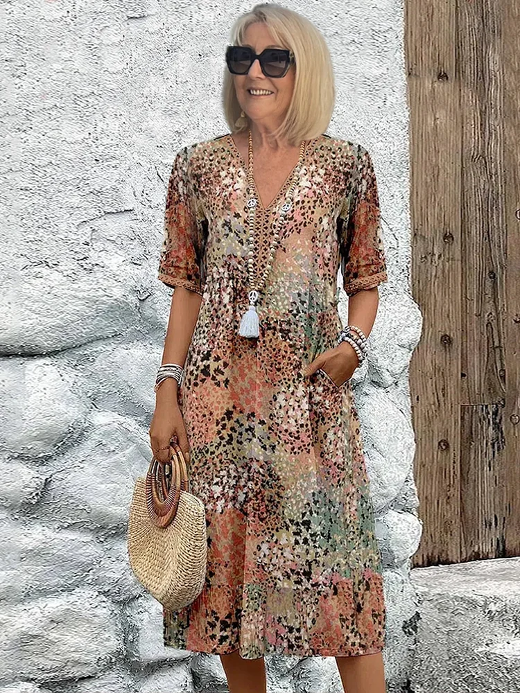 Dania - Robe Midi Vibrante avec Poches