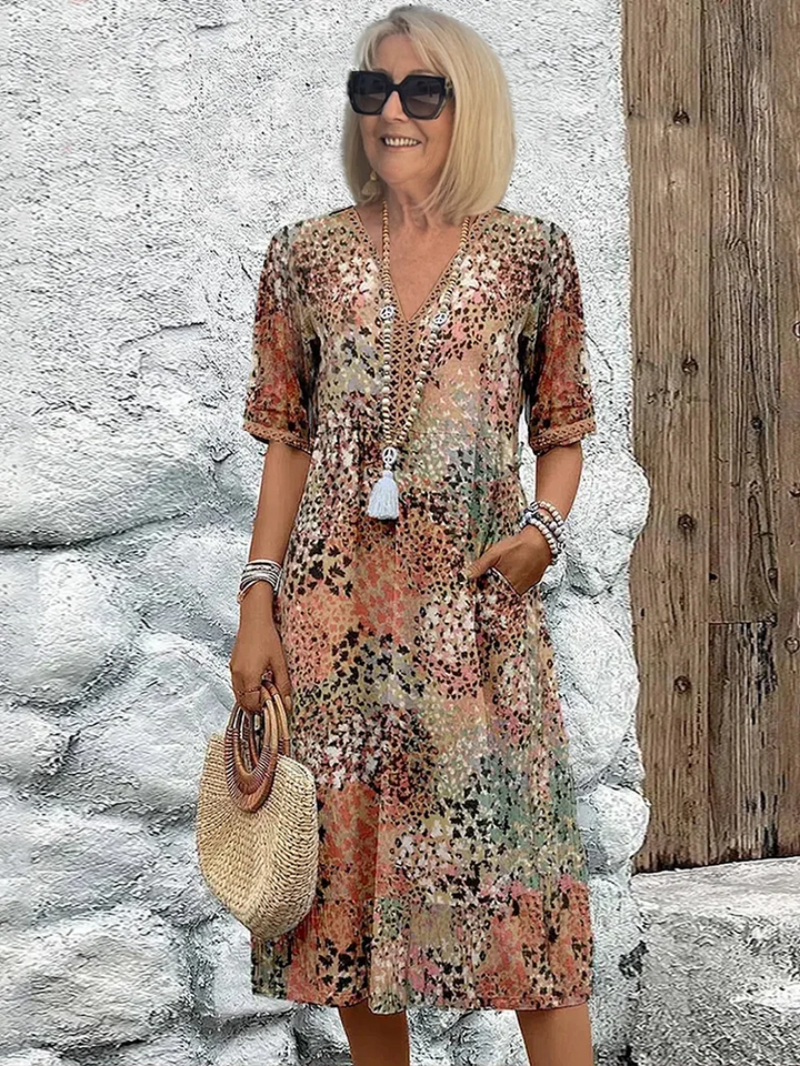 Dania - Robe Midi Vibrante avec Poches