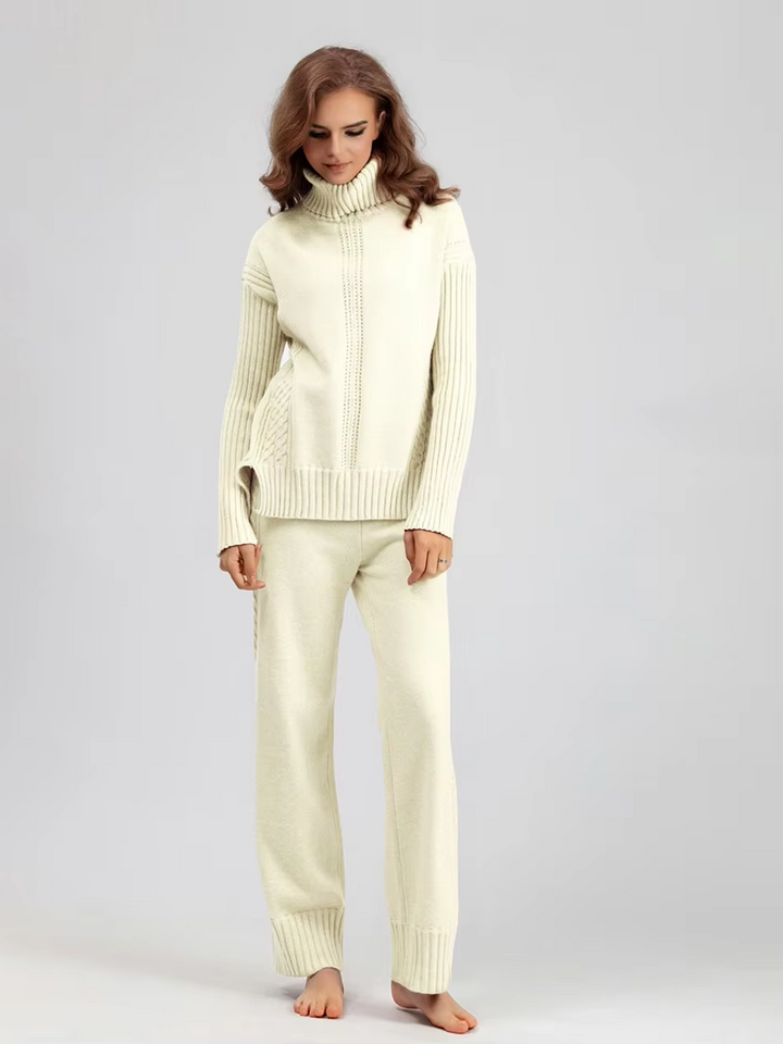 Scarlett™ - Ensemble élégant avec pull à col haut et pantalon ample
