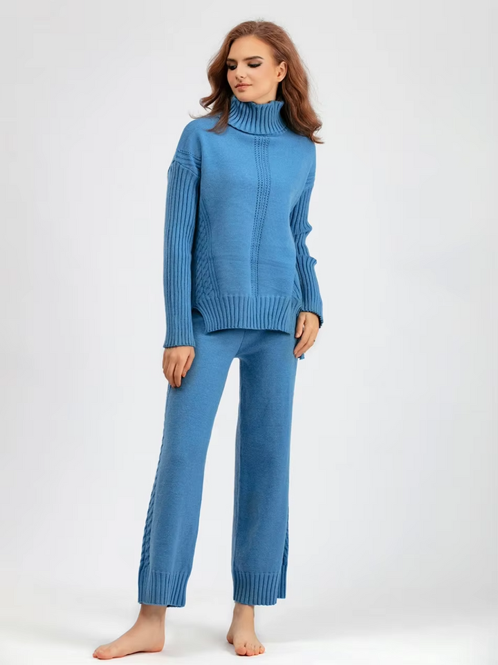 Scarlett™ - Ensemble élégant avec pull à col haut et pantalon ample