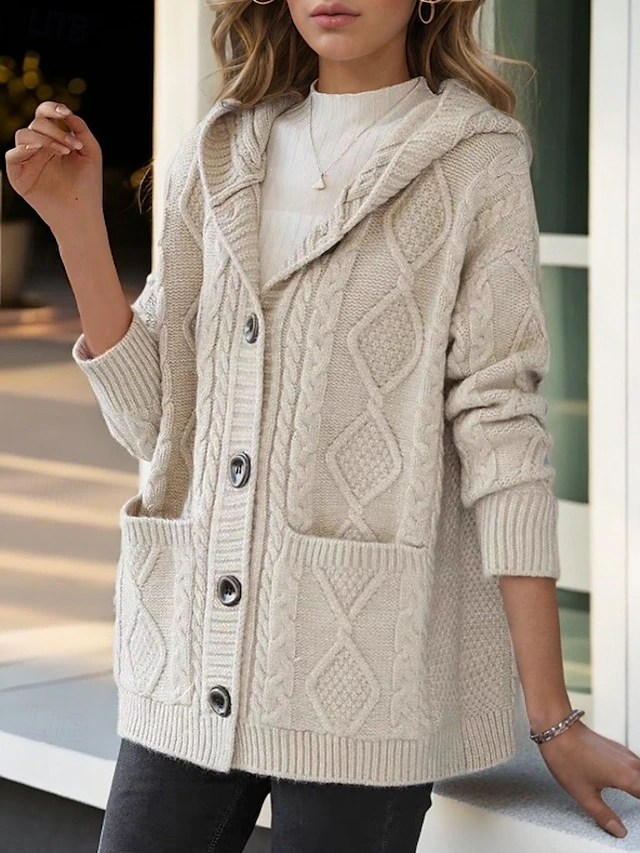 Lina™ - Cardigan Élégant à Motif Côtelé en Diamant
