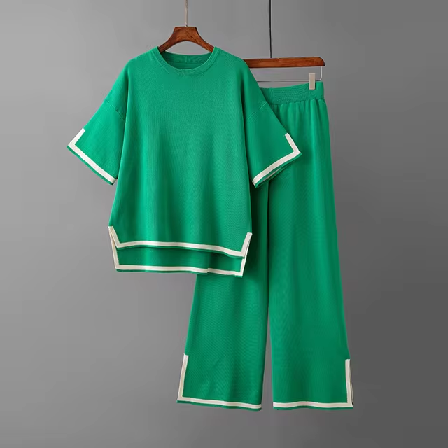 Charlotte™ - Ensemble Chic en Soie Satinée à Manches Courtes
