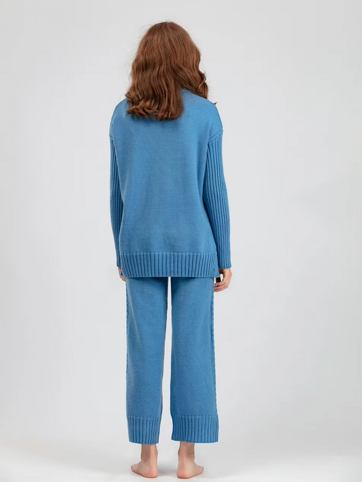 Scarlett™ - Ensemble élégant avec pull à col haut et pantalon ample