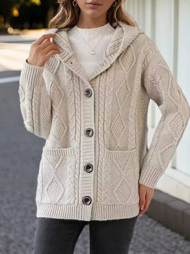 Lina™ - Cardigan Élégant à Motif Côtelé en Diamant