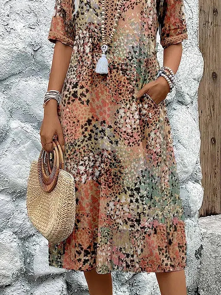 Dania - Robe Midi Vibrante avec Poches