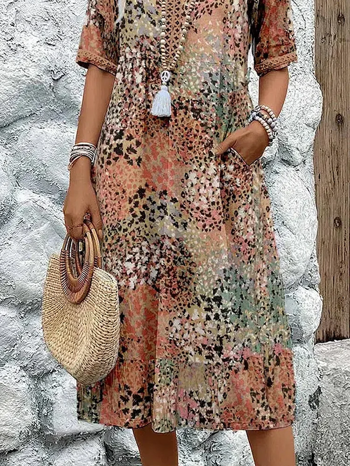Dania - Robe Midi Vibrante avec Poches