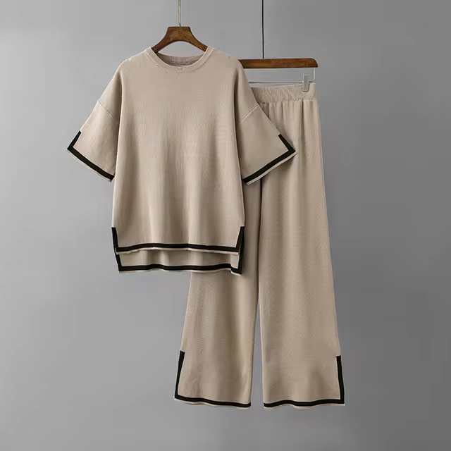 Charlotte™ - Ensemble Chic en Soie Satinée à Manches Courtes