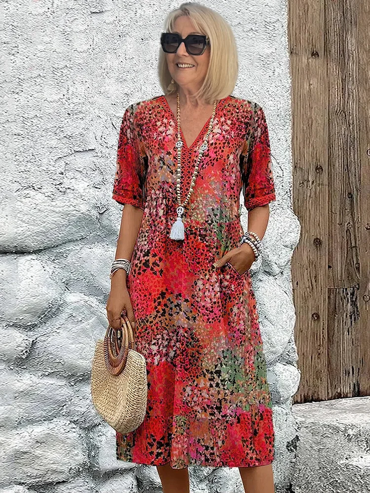 Dania - Robe Midi Vibrante avec Poches