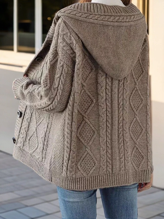 Lina™ - Cardigan Élégant à Motif Côtelé en Diamant