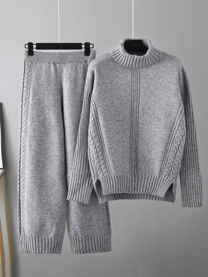 Scarlett™ - Ensemble élégant avec pull à col haut et pantalon ample