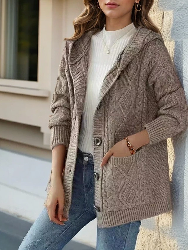 Lina™ - Cardigan Élégant à Motif Côtelé en Diamant