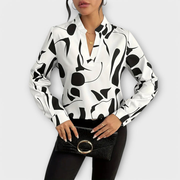 Blouse élégante à manches longues et décolleté en V