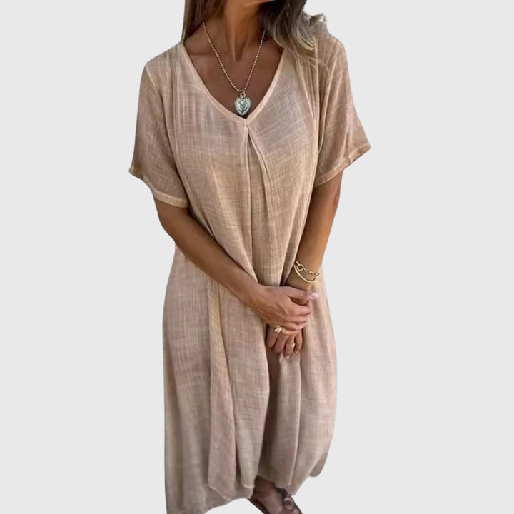 Fiona™ – Robe V-Cou Légère et Élégante