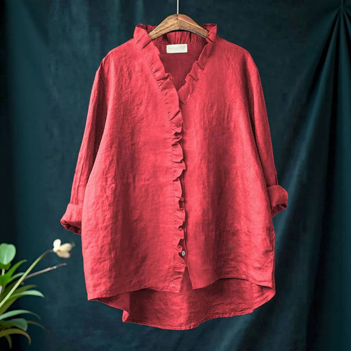 Blouse Décontractée De Couleur Unie