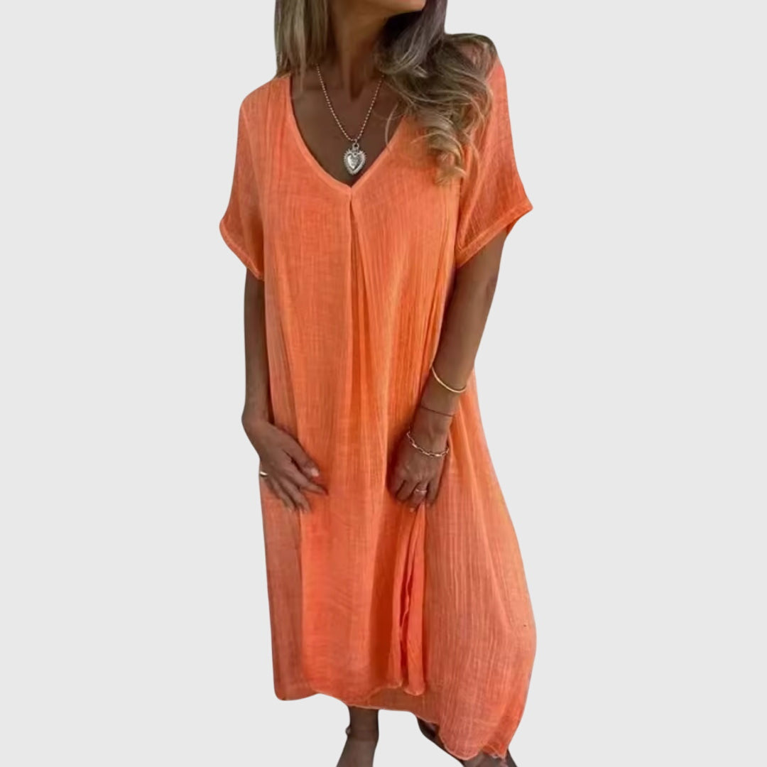 Fiona™ – Robe V-Cou Légère et Élégante