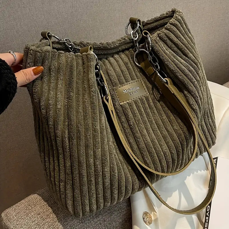 Onyx - Sac fourre-tout en velours côtelé grande capacité
