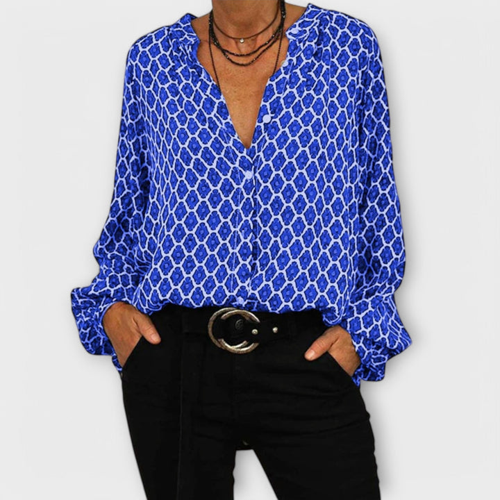 Blouse Élégante avec Décolleté en V et Manches Longues