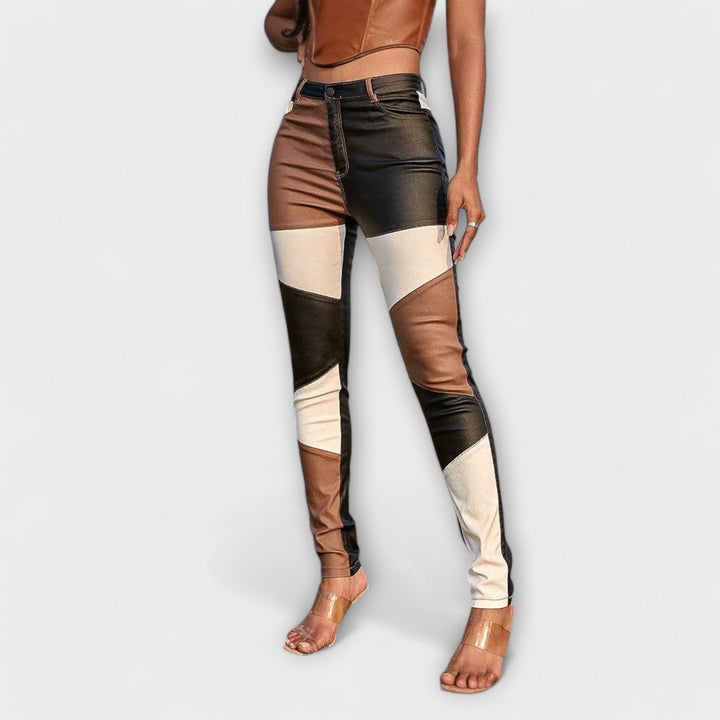 Pantalon à Motif Color Block