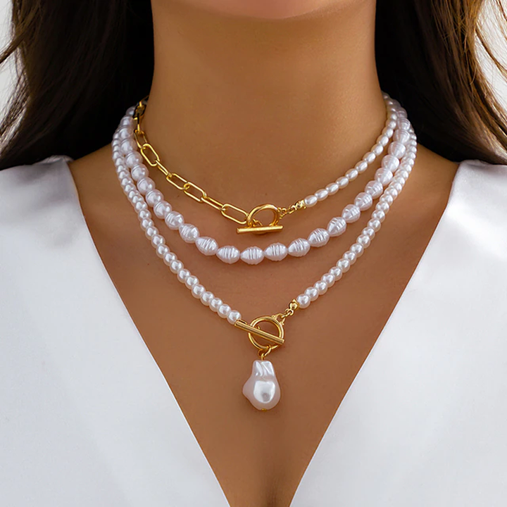 Collier de Perles Vintage en Design Multi-Couche