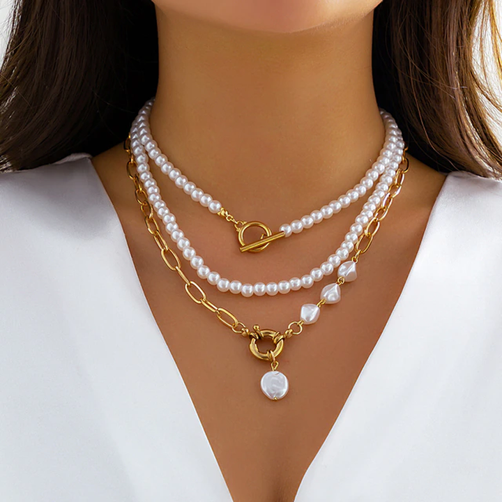 Collier de Perles Vintage en Design Multi-Couche