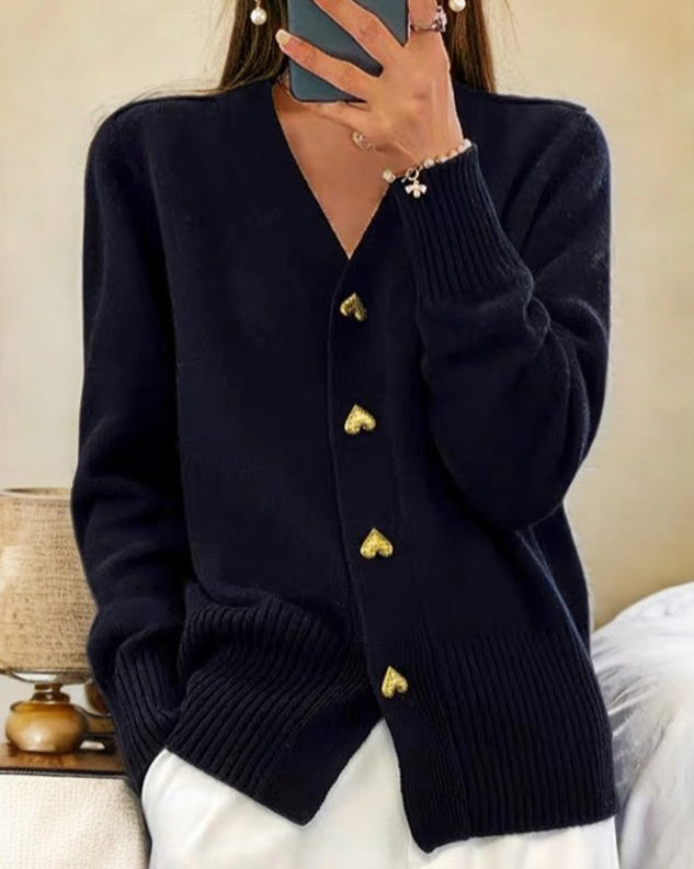 Diede | Cardigan avec des Boutons en Forme de Cœur