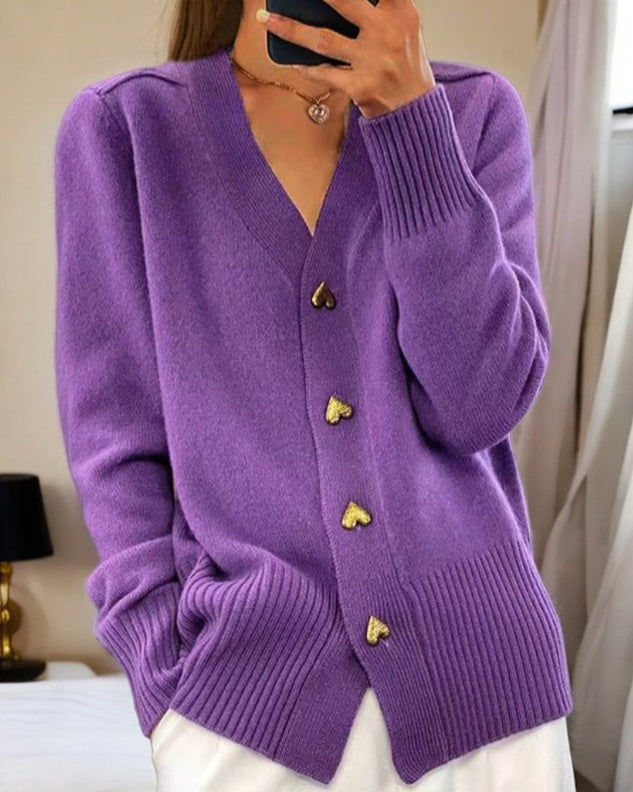 Diede | Cardigan avec des Boutons en Forme de Cœur