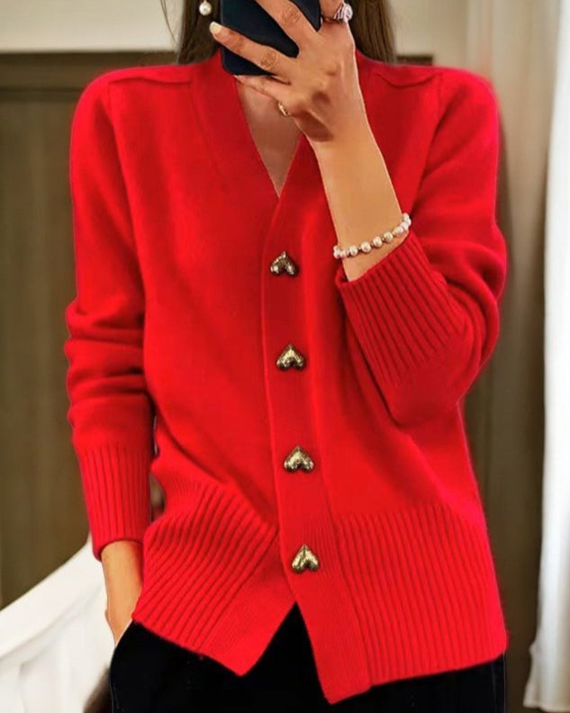 Diede | Cardigan avec des Boutons en Forme de Cœur