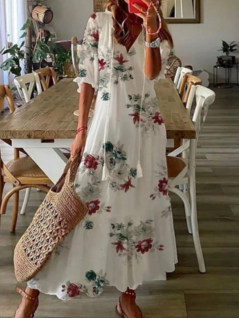 Sophia - Robe d'été vintage boho à décolleté en V