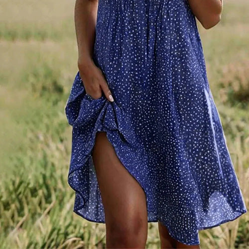 Azalée - Robe imprimée à manches courtes et décolleté en V évasée