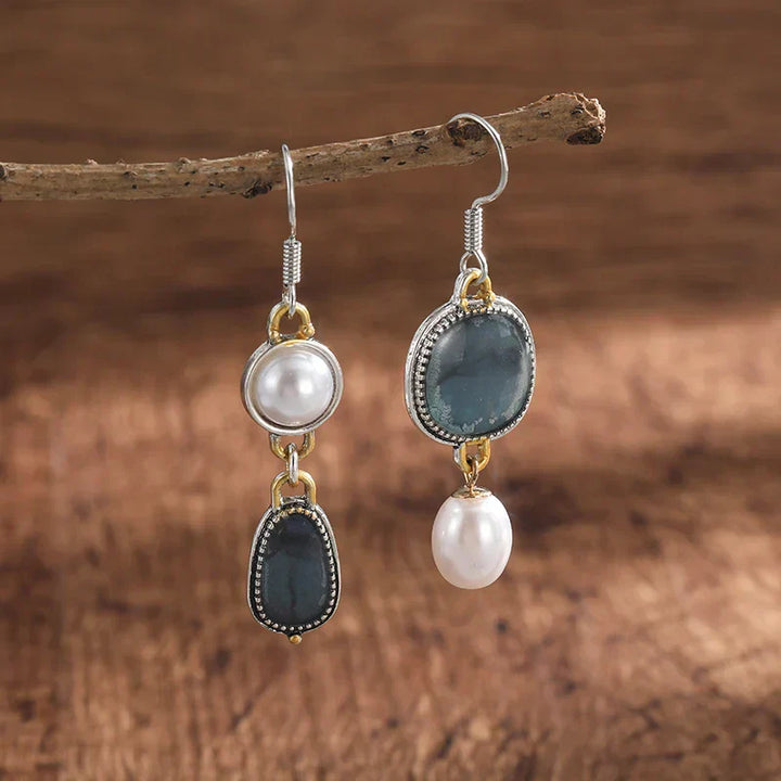 Boucles d'oreilles en pierre naturelle bleu rétro